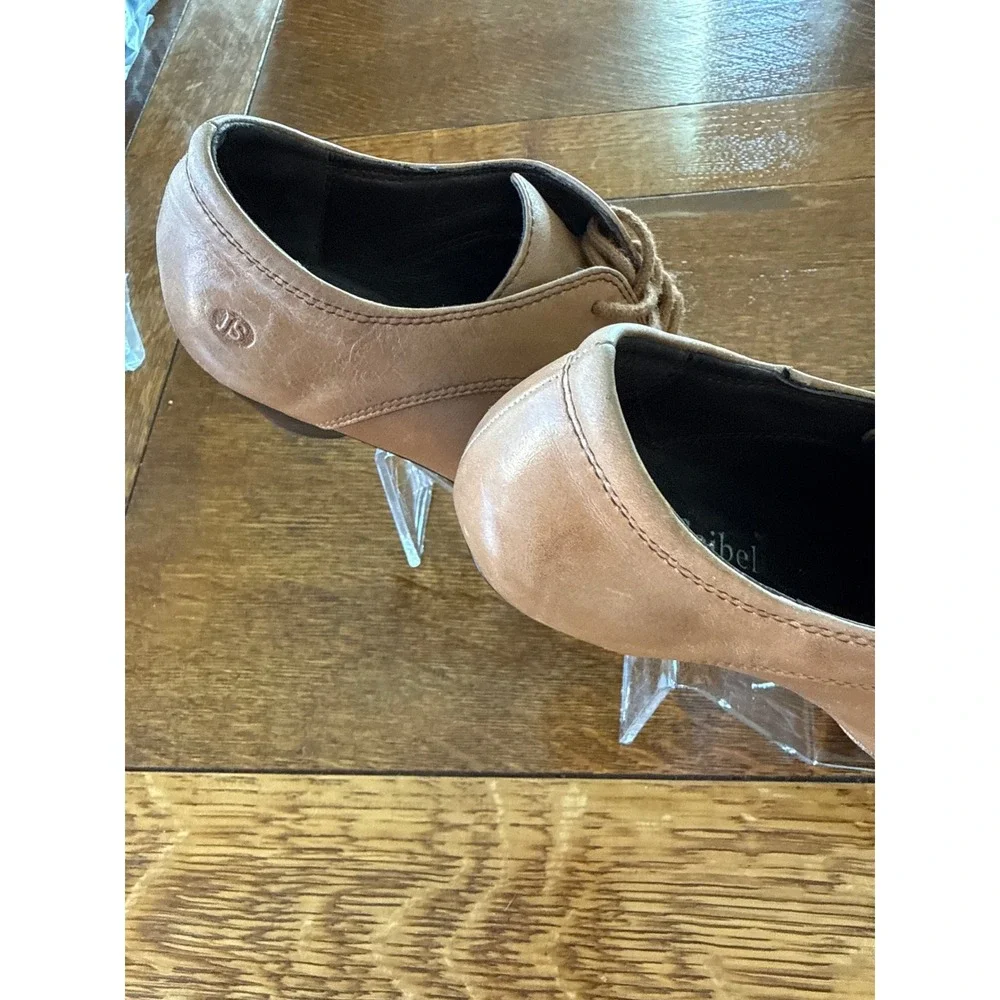 Josef Seibel Womens Tan Leather‎ Lace Up Wingtip Oxford Comfort Heels Size 6.5